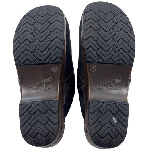 Dansko Saundra Black Embossed Leather Comfort Slip On Mules Women's 40/9.5-10 - Picture 8 of 9